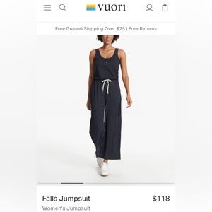 Vuori Falls Jumpsuit in Navy